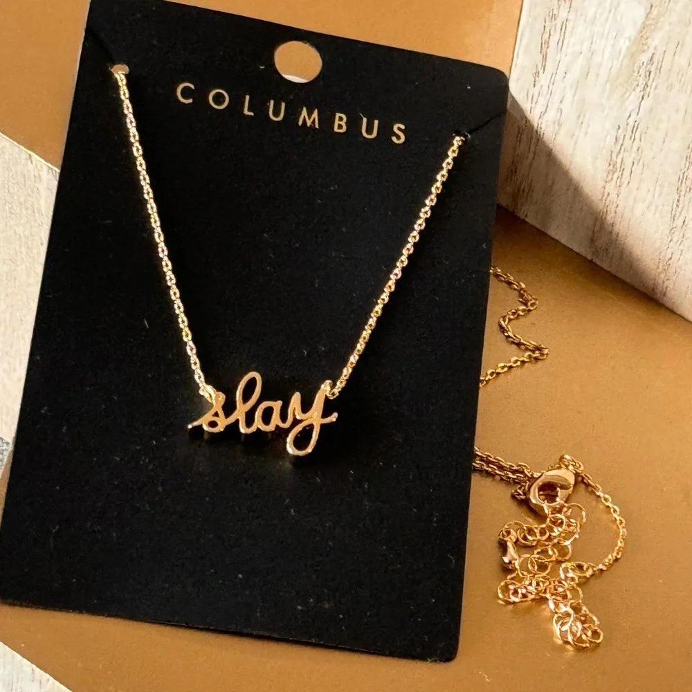 Slay script gold plated necklace - Picture 1 of 6